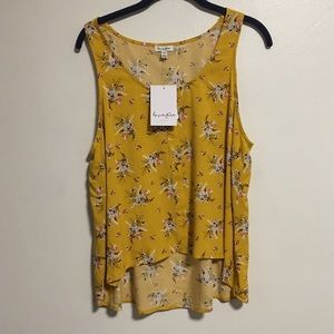 NEW yellow sleeveless top with flower printing